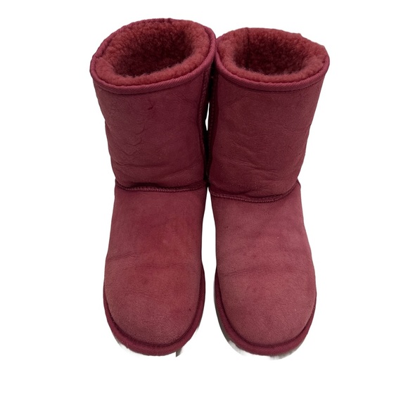 UGG Classic Short Boots 8 Pink Sheepskin Suede Slip-On Warm Winter Booties - Picture 2 of 13